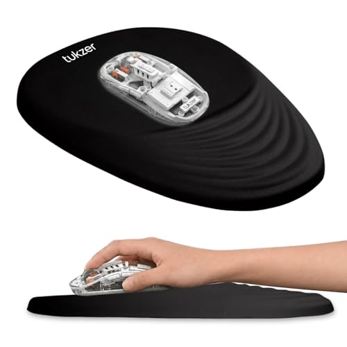 Tukzer Large Ergonomic Mouse Pad Wrist Support with Massage Design, Memory Foam, Non-Slip PU Base & Wrist Rest Pain Relief Mousepad for Desk, Gaming, Computer, Laptop, Home & Office (Jet Black) - Image 1