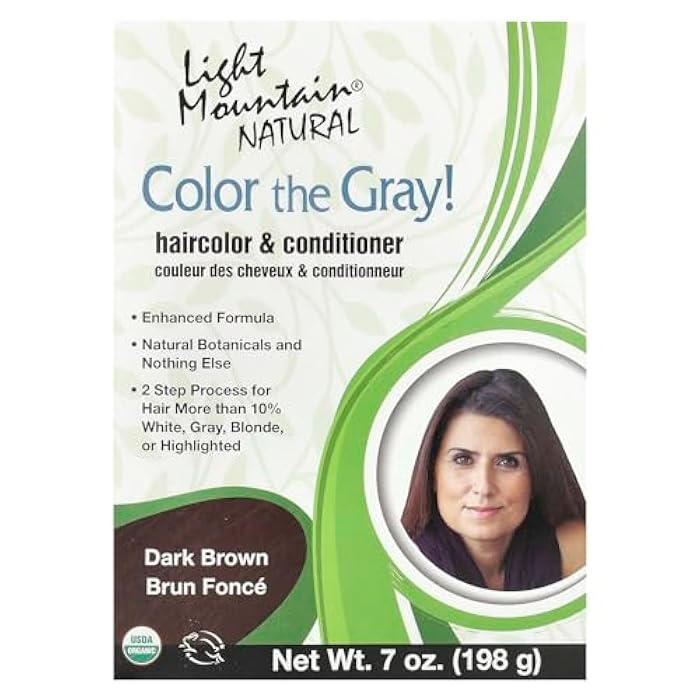 Light Mountain Natural Color The Gray Hair Color and Conditioner Dark Brown - 7 Oz, Pack of 3 (image may vary) - Image 1