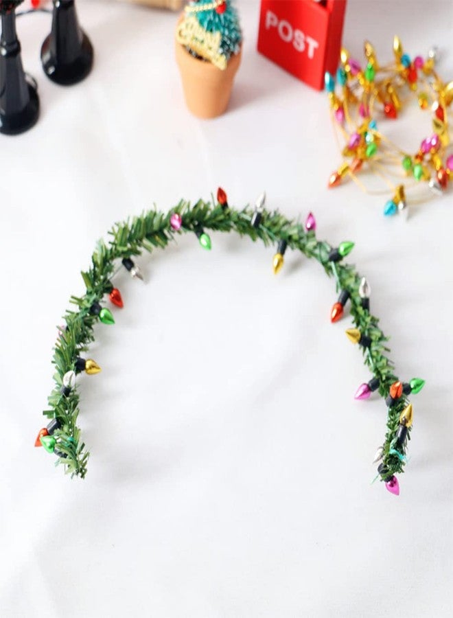 Alasum 4pcs Dollhouse Miniature Christmas Holiday Garland with Lights Mini Wreath String Fairy Lights Christmas Decoration for 1/12 Dollhouse Xmas Fireplace Decorations Lamp Beads Cant Light - Image 5