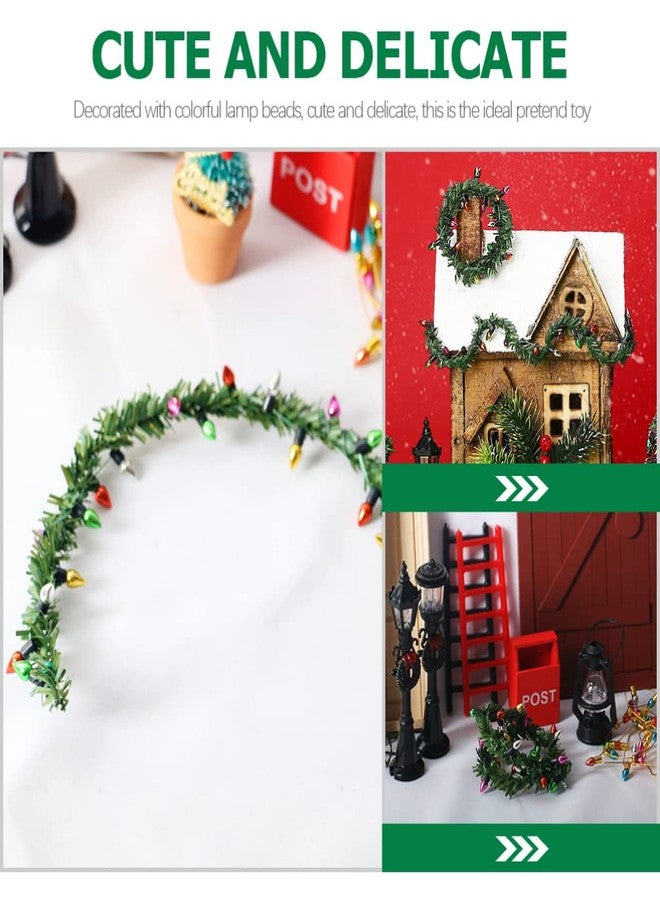 Alasum 4pcs Dollhouse Miniature Christmas Holiday Garland with Lights Mini Wreath String Fairy Lights Christmas Decoration for 1/12 Dollhouse Xmas Fireplace Decorations Lamp Beads Cant Light - Image 4