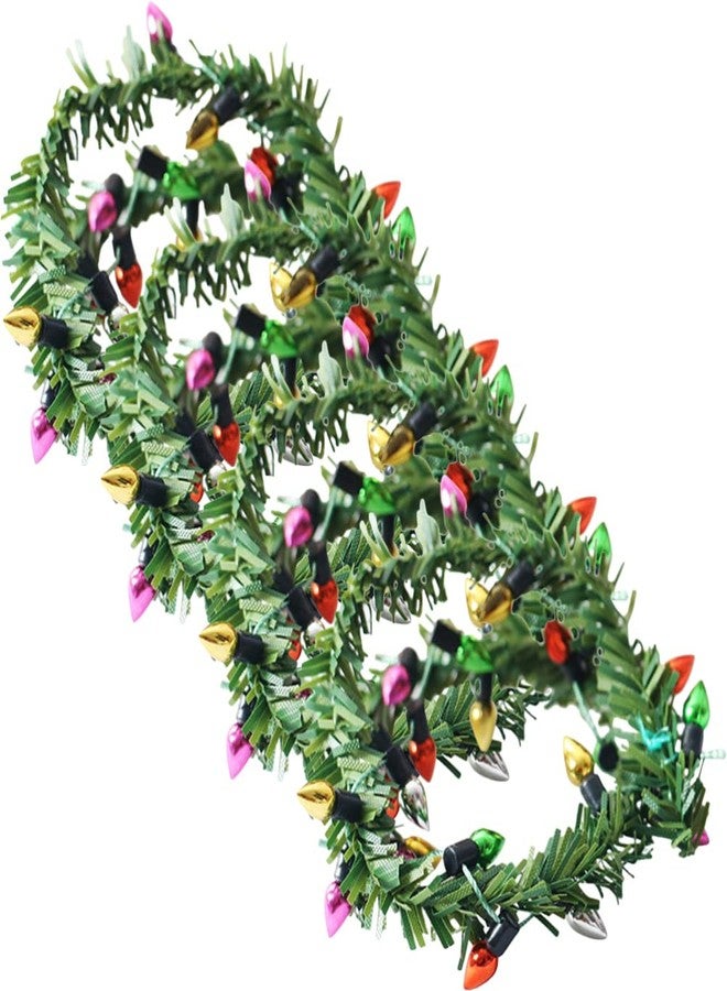 Alasum 4pcs Dollhouse Miniature Christmas Holiday Garland with Lights Mini Wreath String Fairy Lights Christmas Decoration for 1/12 Dollhouse Xmas Fireplace Decorations Lamp Beads Cant Light - Image 1