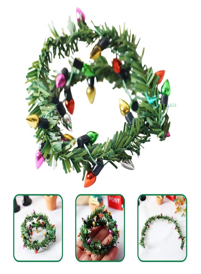 Alasum 4pcs Dollhouse Miniature Christmas Holiday Garland with Lights Mini Wreath String Fairy Lights Christmas Decoration for 1/12 Dollhouse Xmas Fireplace Decorations Lamp Beads Cant Light - Image 3