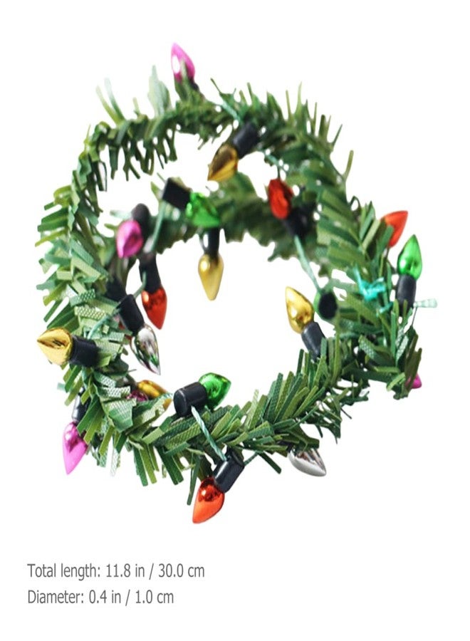 Alasum 4pcs Dollhouse Miniature Christmas Holiday Garland with Lights Mini Wreath String Fairy Lights Christmas Decoration for 1/12 Dollhouse Xmas Fireplace Decorations Lamp Beads Cant Light - Image 2