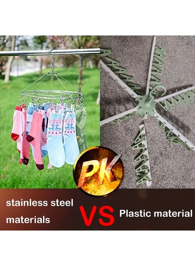 Stainless Steel Hanging Drying Rack With 20 Clips For Socks Underwear Towels - Image 5