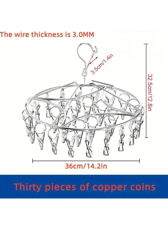 Stainless Steel Hanging Drying Rack With 20 Clips For Socks Underwear Towels - Image 2