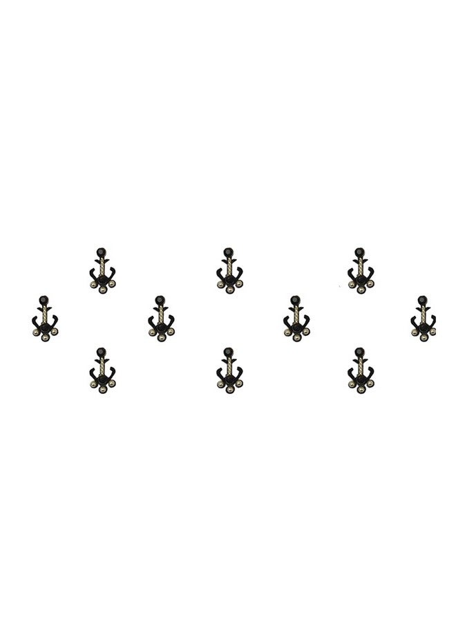 Comet Busters Fancy Black Bindi With Silver Beads (BIN756) - Image 1