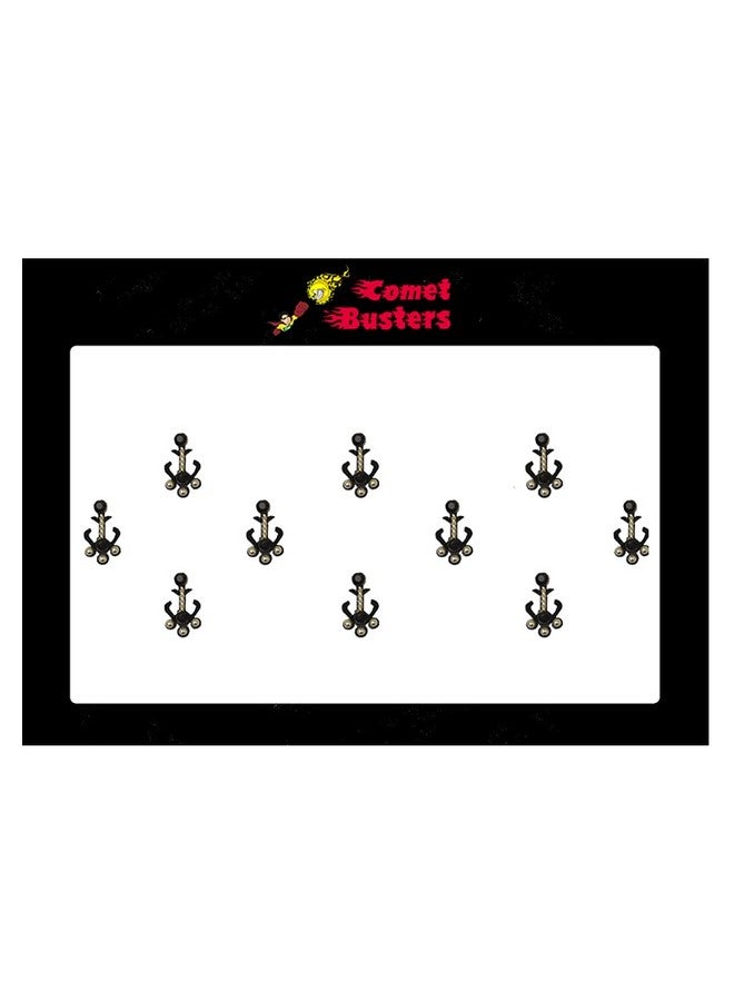 Comet Busters Fancy Black Bindi With Silver Beads (BIN756) - Image 3