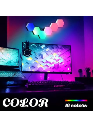 12 حزمة من أضواء الألعاب RGB مع مزامنة الموسيقى ، أضواء الستة الذكية DIY الستة أدى الضوء ، ميزات USB ونوع C لوحات جدار RGB الحديثة للمعيشة والألعاب الديكور (12Pack) - view 5