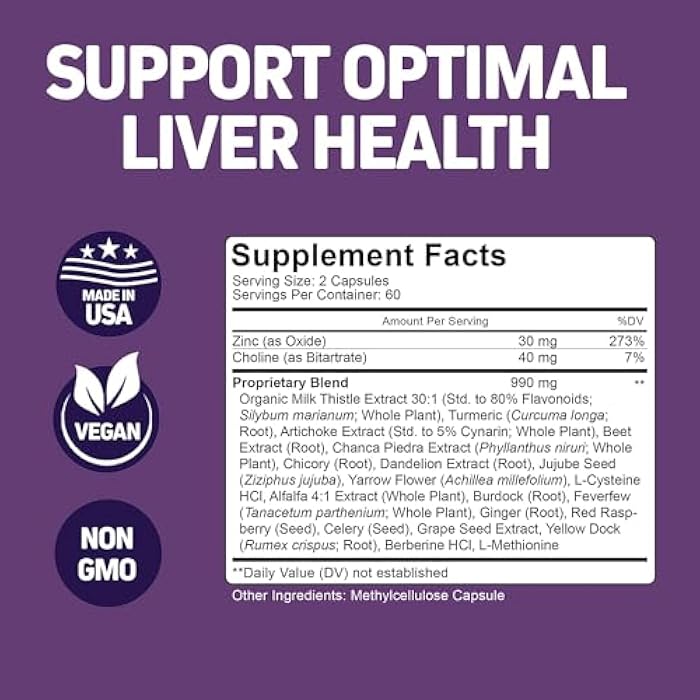 Herbtonics Liver Cleanse Detox & Repair | 20-in-1 Liver Detox Complex | Milk Thistle Supplement with Artichoke, Dandelion, Turmeric, Berberine | 240 Vegan Capsules - Image 2