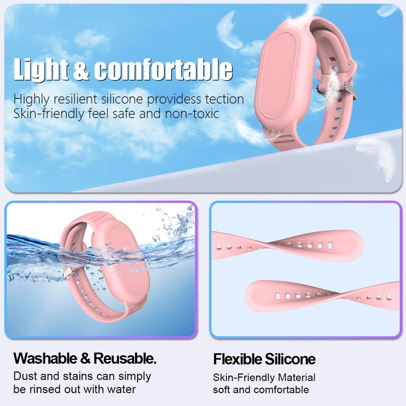 BIQIRE [2Pack] Bracelet Compatible for Samsung Galaxy SmartTag 2 (2023), Soft Silicone Wristband Smart Tag 2 Holder Kids Hidden Galaxy Smart Tag 2 Case Cover for Toddler Child Elderly (Pink+Purple) - Image 3
