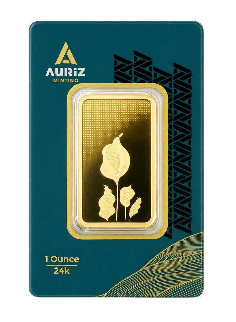 AURIZ MINTING Rizan Jewellery - Auriz Minting 1Oz 24K Gold Bar Lilly Flower Design (WITH INVOICE) - Image 1