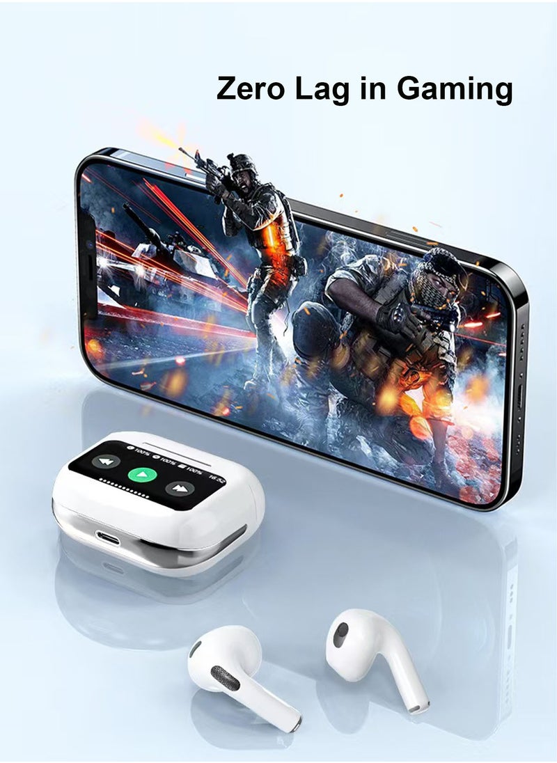 POWER LIFE - A9 Pro Touch Screen Earbuds , ANC Noise Cancellation Bluetooth 5.4 Wireless Earbuds with Screen Controlled, IPX5 Waterproof Earphones Built-in ENC Noise Cancellation Mic for iOS/Android - Image 1
