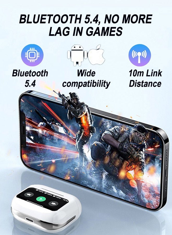 CubeG A9 Pro Touch Screen Earbuds , ANC Noise Cancellation Bluetooth 5.4 Wireless Earbuds with Screen Controlled, IPX5 Waterproof Earphones Built-in ENC Noise Cancellation Mic for iOS/Android - Image 5