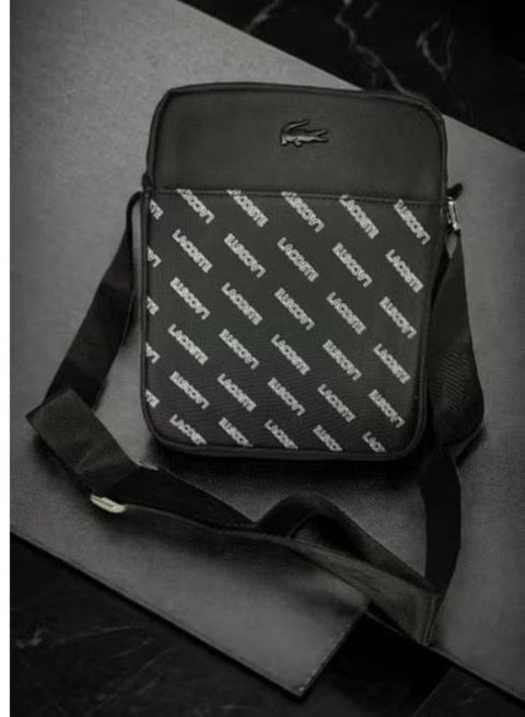 Lacoste cross- body  Bag  black– Stylish & Functional Organizer with Front Free Pocket, Back Zipper Pocket, and Spacious Main Compartmen