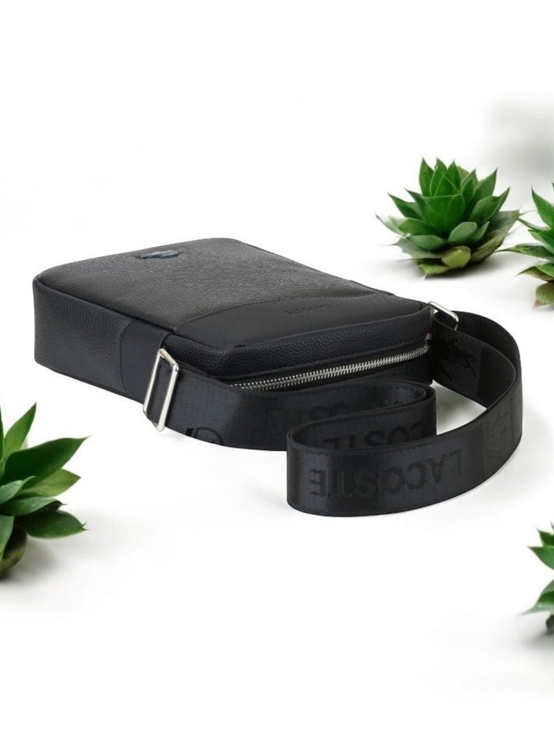 Lacoste cross- body  Bag  black– Stylish & Functional Organizer with Front Free Pocket, Back Zipper Pocket, and Spacious Main Compartmen - Image 3