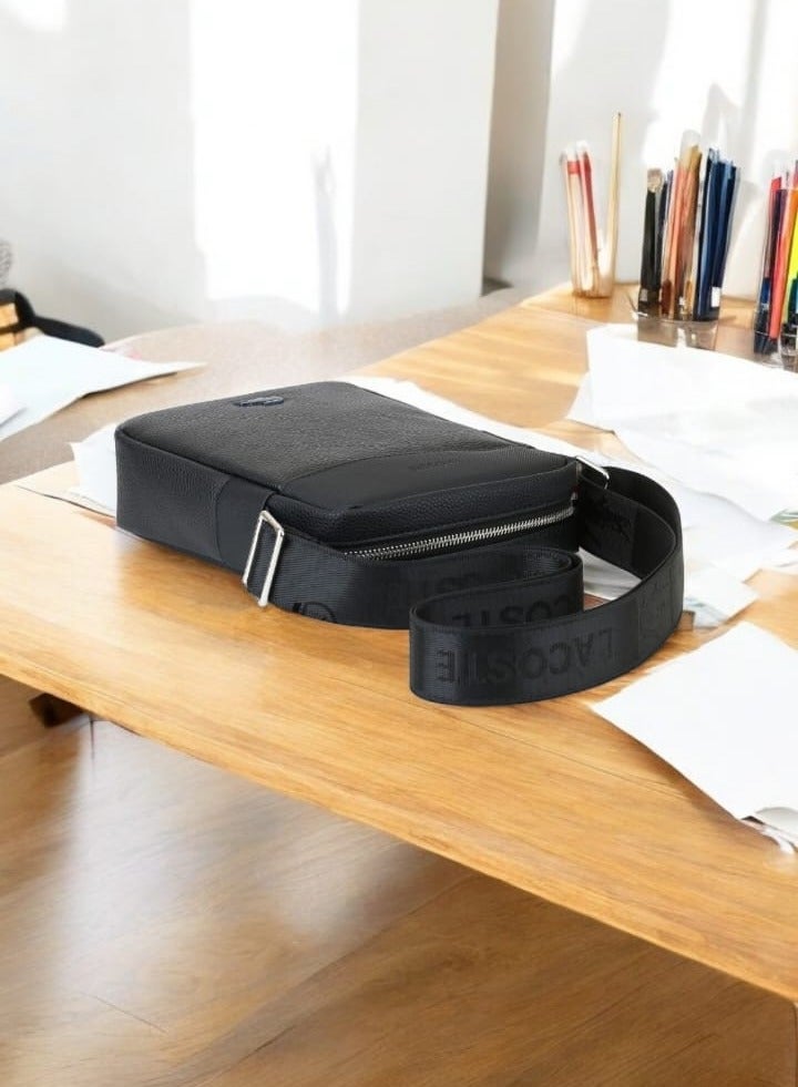 Lacoste cross- body  Bag  black– Stylish & Functional Organizer with Front Free Pocket, Back Zipper Pocket, and Spacious Main Compartmen - Image 4