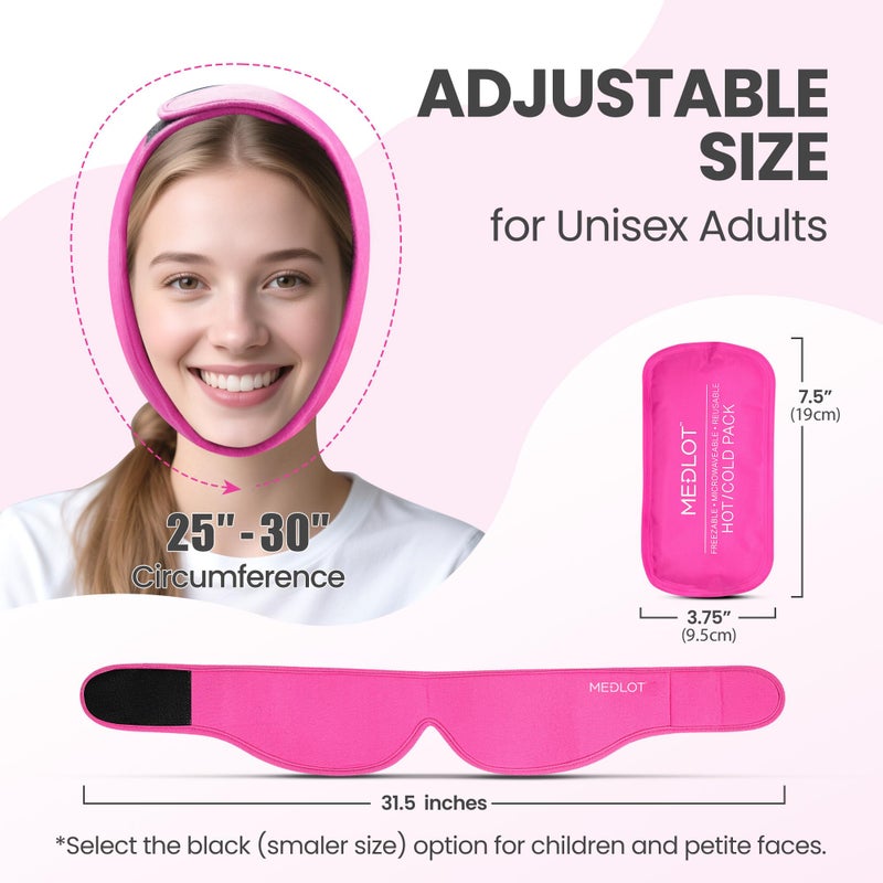 LotFancy Face Ice Pack Wrap with 4 Reusable Hot Cold Therapy Gel Packs, Pain Relief for TMJ, Wisdom Teeth, TMD, Oral and Facial Surgery, Dental Implants, Pink - Image 2