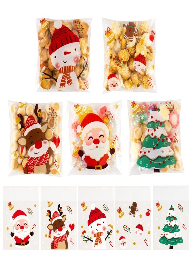 eowqeiur 100 PCS Self-sealing Christmas Cellophane Treat Bags(4x4 Inch) Plastic Santa Goodie Candy Cookie Loot Gifts Ziplock Bags Bulk Pouches for Christmas Party Favors Supplies Decorations Holiday Xmas Decor - Image 1
