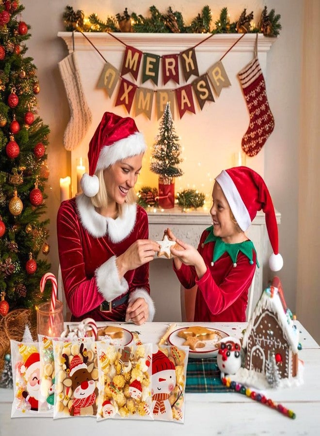eowqeiur 100 PCS Self-sealing Christmas Cellophane Treat Bags(4x4 Inch) Plastic Santa Goodie Candy Cookie Loot Gifts Ziplock Bags Bulk Pouches for Christmas Party Favors Supplies Decorations Holiday Xmas Decor - Image 5