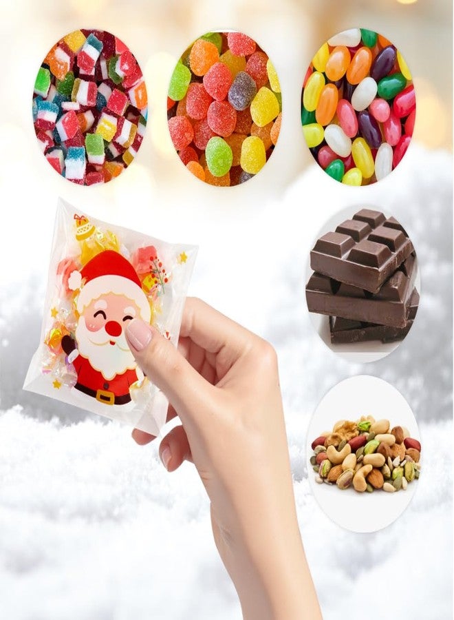 eowqeiur 100 PCS Self-sealing Christmas Cellophane Treat Bags(4x4 Inch) Plastic Santa Goodie Candy Cookie Loot Gifts Ziplock Bags Bulk Pouches for Christmas Party Favors Supplies Decorations Holiday Xmas Decor - Image 4