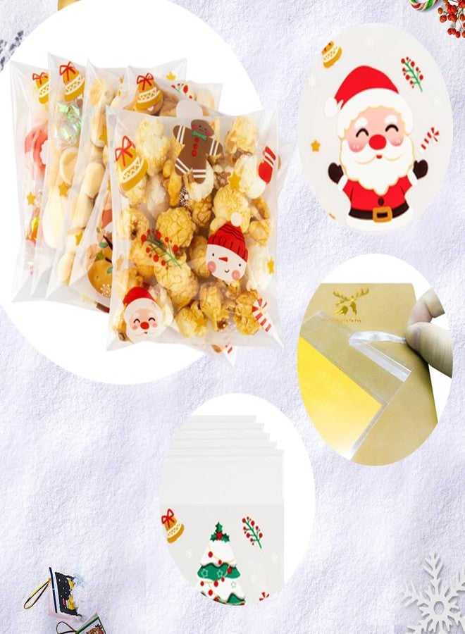 eowqeiur 100 PCS Self-sealing Christmas Cellophane Treat Bags(4x4 Inch) Plastic Santa Goodie Candy Cookie Loot Gifts Ziplock Bags Bulk Pouches for Christmas Party Favors Supplies Decorations Holiday Xmas Decor - Image 3