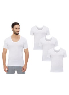 BYC MEN'S AEROCOOL U-NECK UNDERSHIRT (PACK OF 3) - WHITE  - Image 1