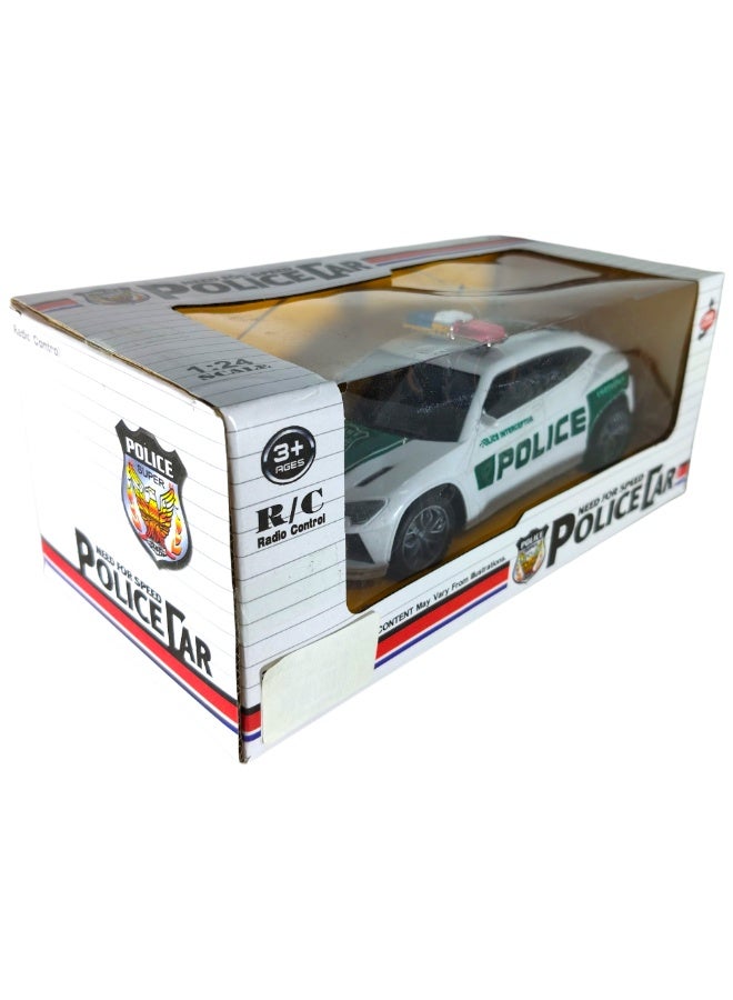 GTG TOYS Remote control police car, Police Interceptor design, white and green, durable plastic, LED lights, for children aged 3 and up - Image 2
