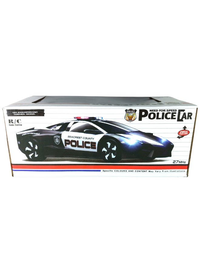GTG TOYS Remote control police car, Police Interceptor design, white and green, durable plastic, LED lights, for children aged 3 and up - Image 3