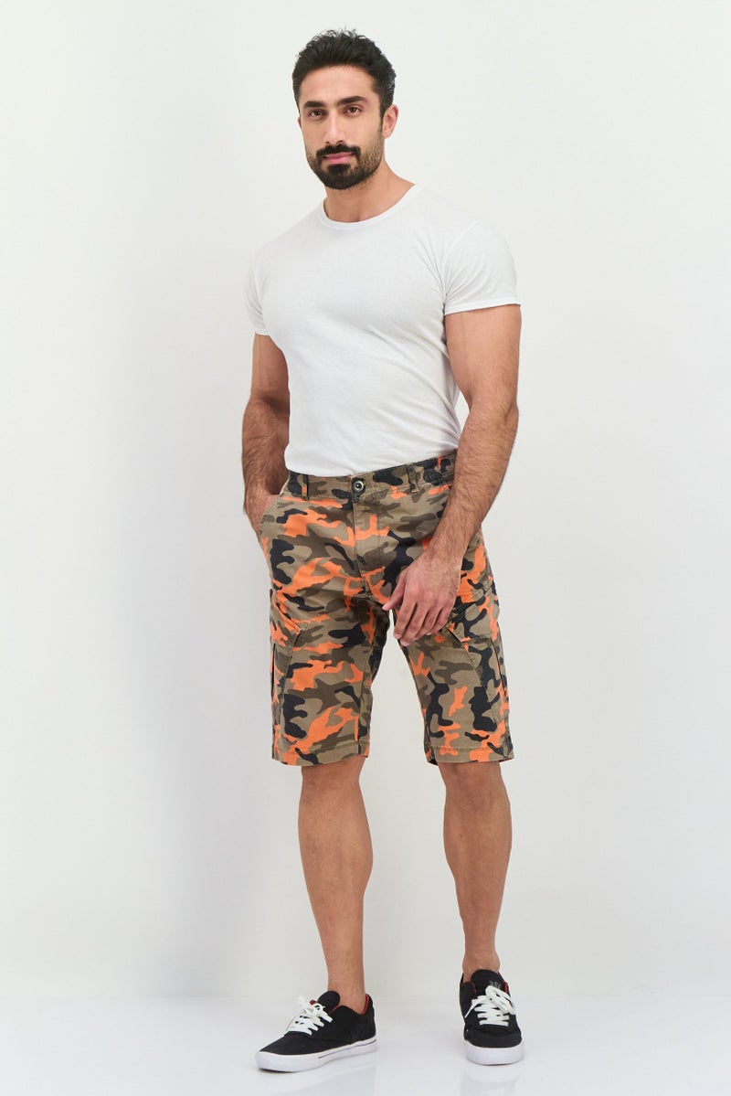 GAS Men Camouflage Cargo Shorts, Olive - Image 4