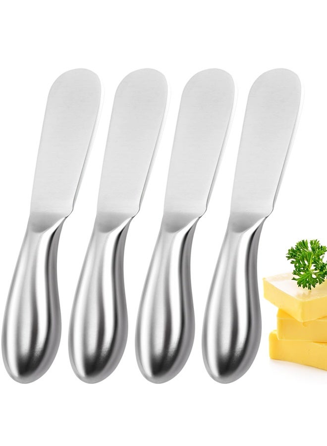 4 Pieces Stainless Steel Cheese Butter Spreader Knife Set for Cold Butter, Cream Cheese, Jam, Pastry, Charcuterie - Image 1