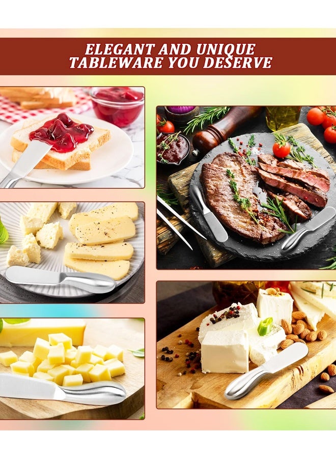 4 Pieces Stainless Steel Cheese Butter Spreader Knife Set for Cold Butter, Cream Cheese, Jam, Pastry, Charcuterie - Image 4
