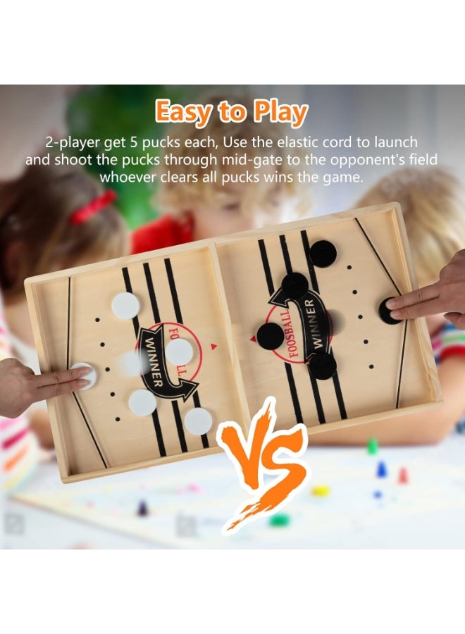 Soofam Large Sling Puck Game, Foosball Winner Board Game, Wooden Hockey Table Game, Slingshot Game Board, Super Winner Speed Puck Game for Adults, Large Size - Image 2