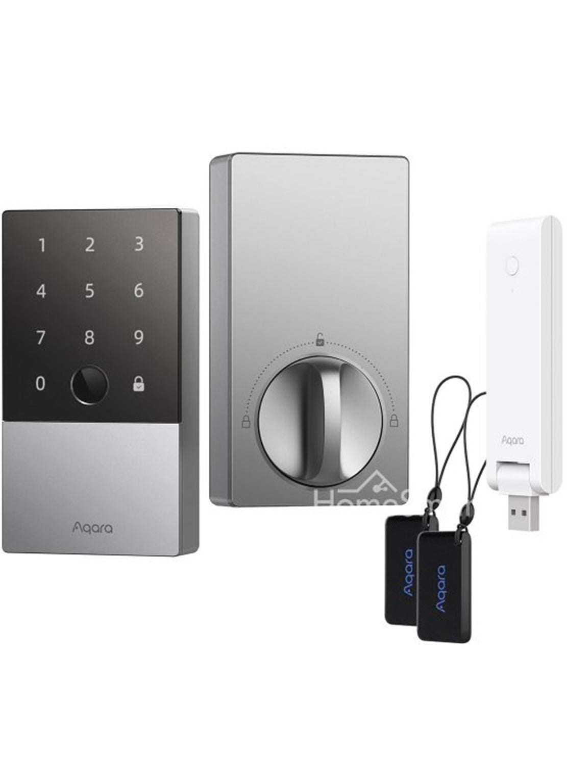 Smart Door Lock U100 with E1 Hub Kit and 2x NFC cards DL-D01D Silver Global Version 