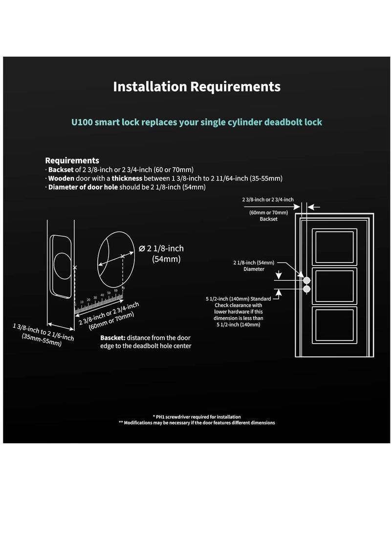 Aqara - Smart Door Lock U100 with E1 Hub Kit and 2x NFC cards DL-D01D Silver Global Version - Image 1