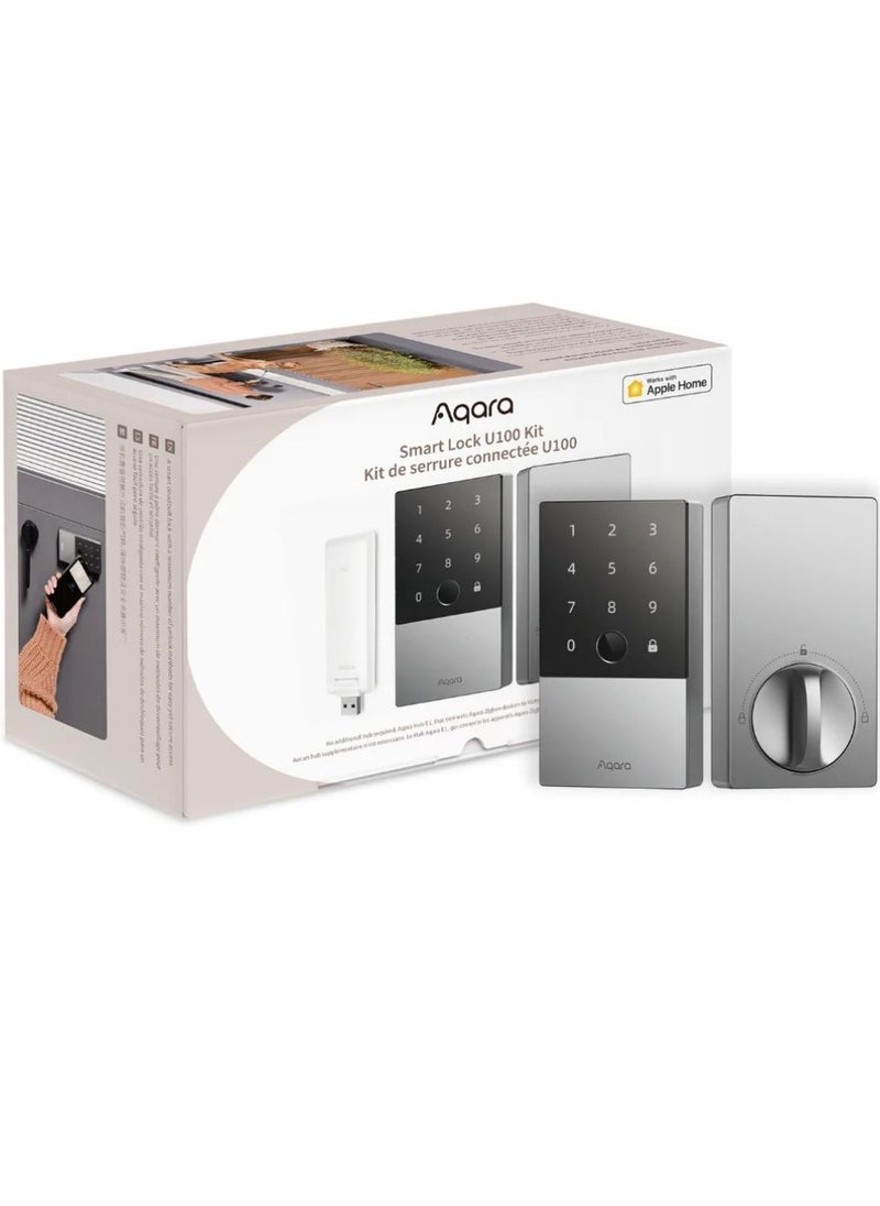 Aqara - Smart Door Lock U100 with E1 Hub Kit and 2x NFC cards DL-D01D Silver Global Version - Image 1