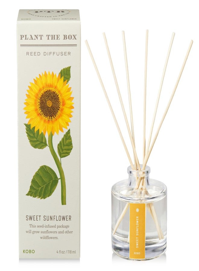 كوبو موزع العطور KOBO Plant The Box Sweet Sunflower Reed Diffuser (4 أونصة سائلة) - Image 1