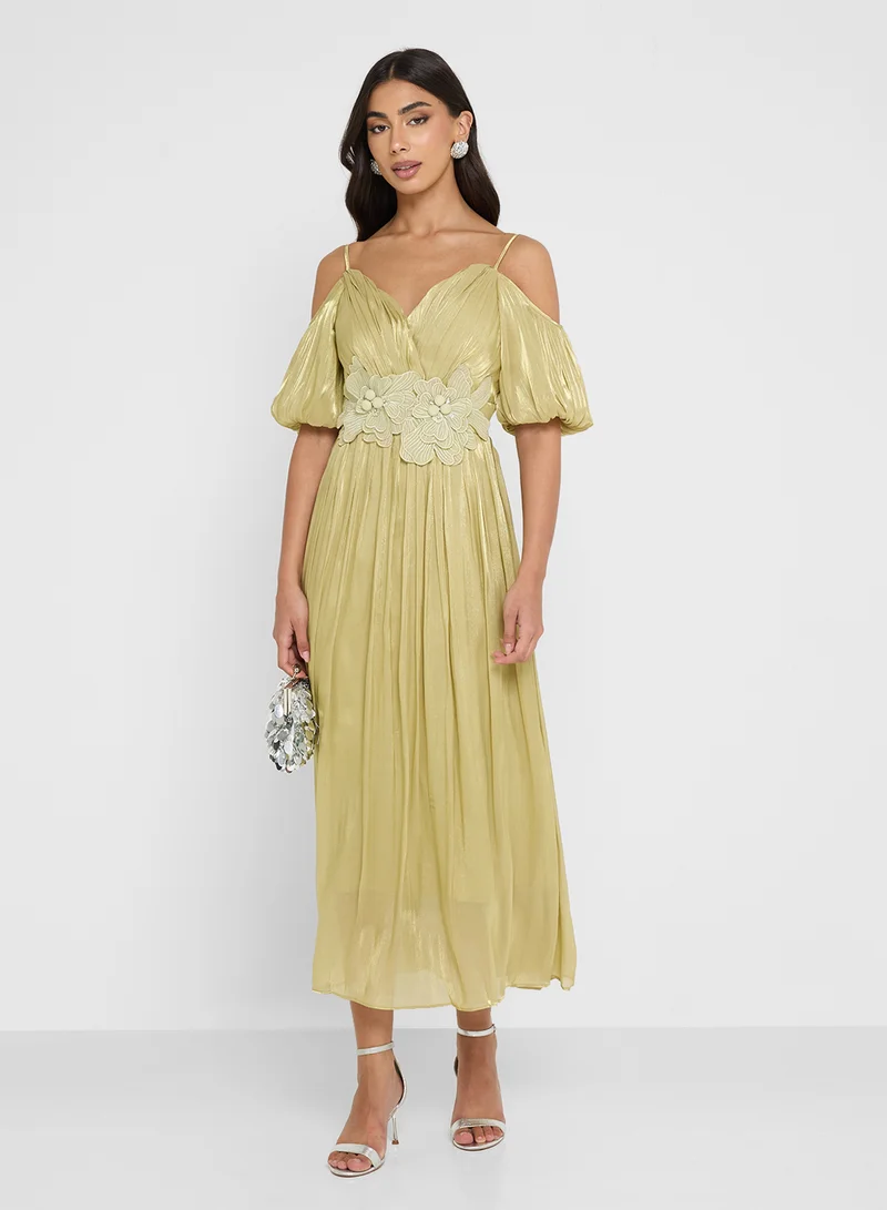 Ella Limited Edition Pleated Cold Shoulder Dress