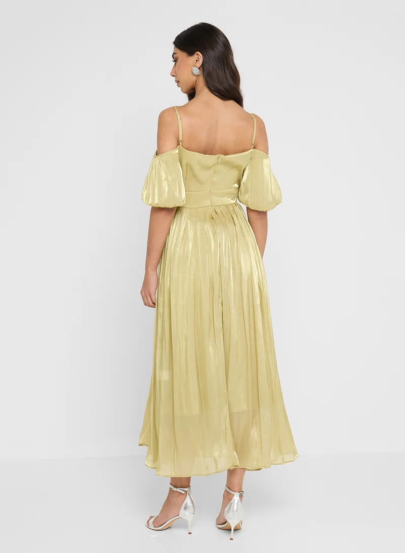 Ella Limited Edition Pleated Cold Shoulder Dress