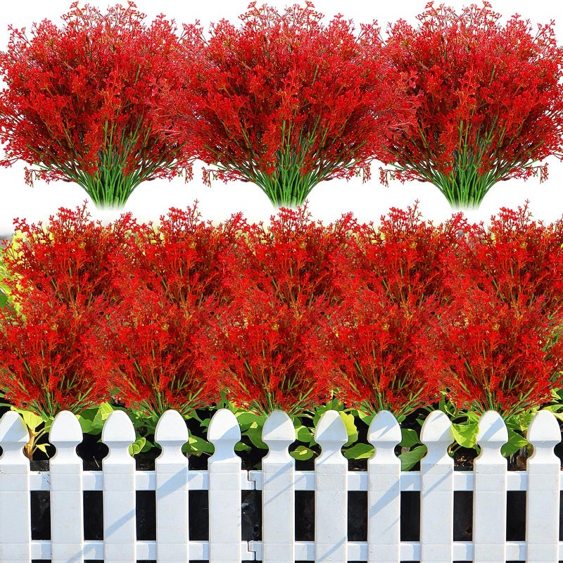 Glitinsel 30 Bundles Red Babys Breath Christmas Artificial Flowers Bulk Plastic Faux Babys Breath Large Artificial Gypsophila Fake Christmas Flower Bouquet for Wedding Home Xmas DecorationsRed