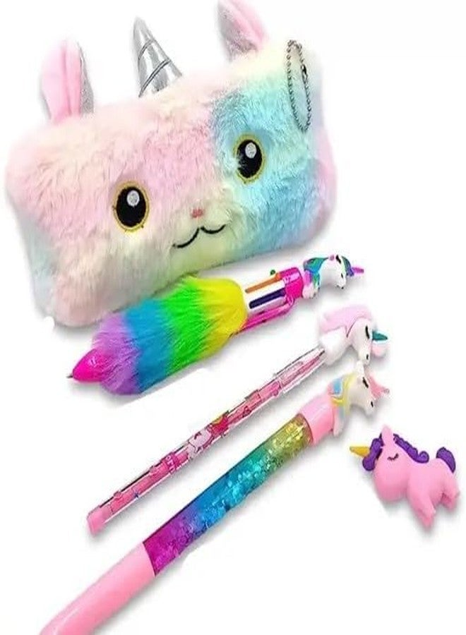 MINDFIT Unicorn staionery set for Kids | Theme Combo of 5 pcs | School Stationery Set with Pen, Pencil, Erasers, Pouch, Best Birthday & Return Gift Set for Girls & Kids - Image 3