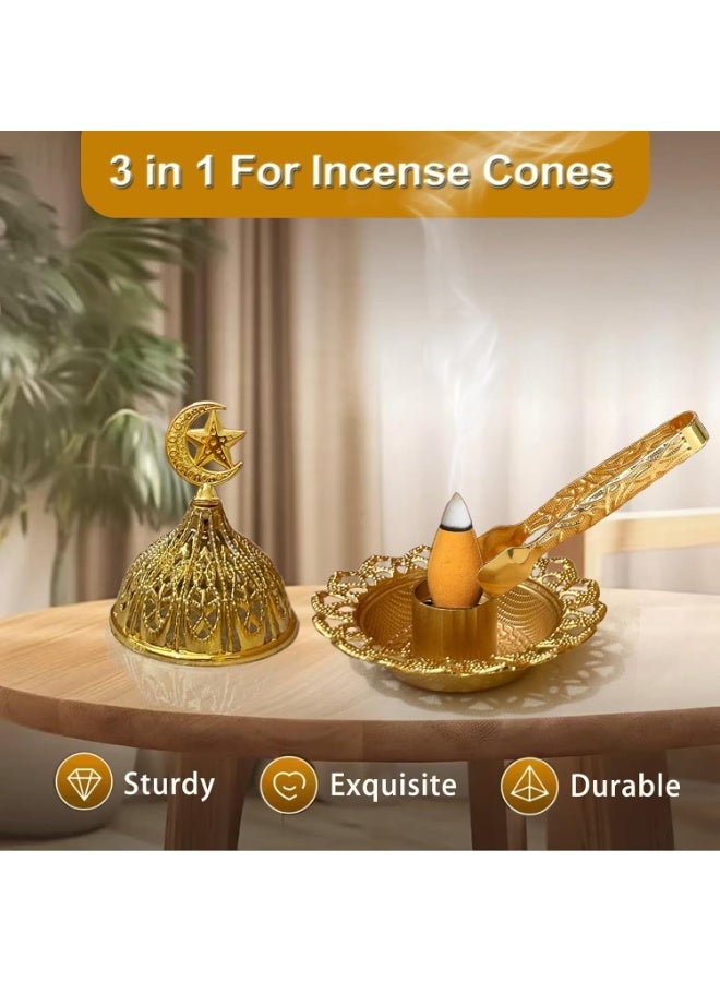 توب ون حوامل بخور كلاسيكية للعصي بـ 9 فتحات، حامل بخور مزود بمصيدة رماد، حارق لعصي ومخاريط البخور من النحاس للتأمل، اليوغا، وديكور المنزل - Image 3