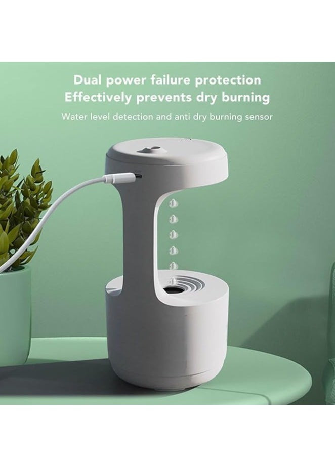Spaceshoop - Anti-Gravity Water Drop Humidifier, 800 ml USB Cool Mist Humidifier with Night Light, Anti-Gravity Water Drops, Quiet Humidifier, LED Clock Display for Home, Office (Multicolor) - Image 1