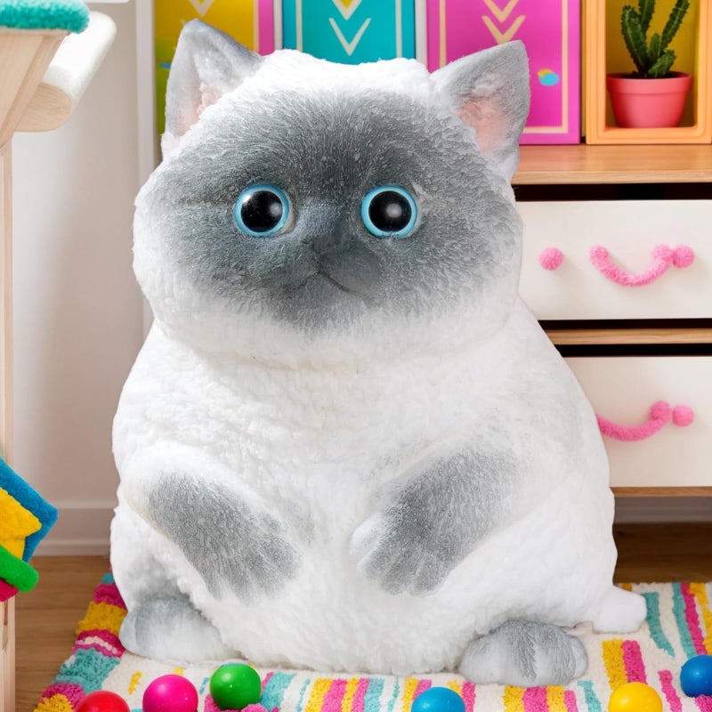 YJPPDD Big taba Squishy Cat Handmade Squishy Cat for AdultKids Stress Relief Cute  Soft Cat Design Perfect Squeeze Toys Gift for Relaxation and Fun  Dress Up Your Own Squishies CatSiamese - Image 3
