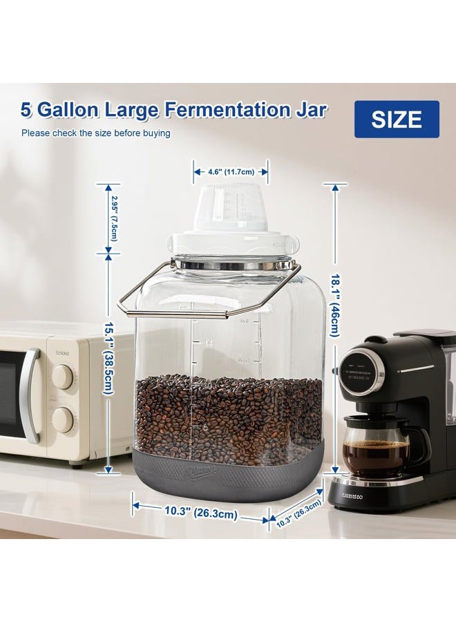 Daitouge 5 Gallon Large Fermentation Jars, Pickle Jar, Wide Mouth Airtight Glass Jar with Scale Mark, Glass Water Jug with Stainless Handles for Pickling, Brewing, Dry Storage - Image 5
