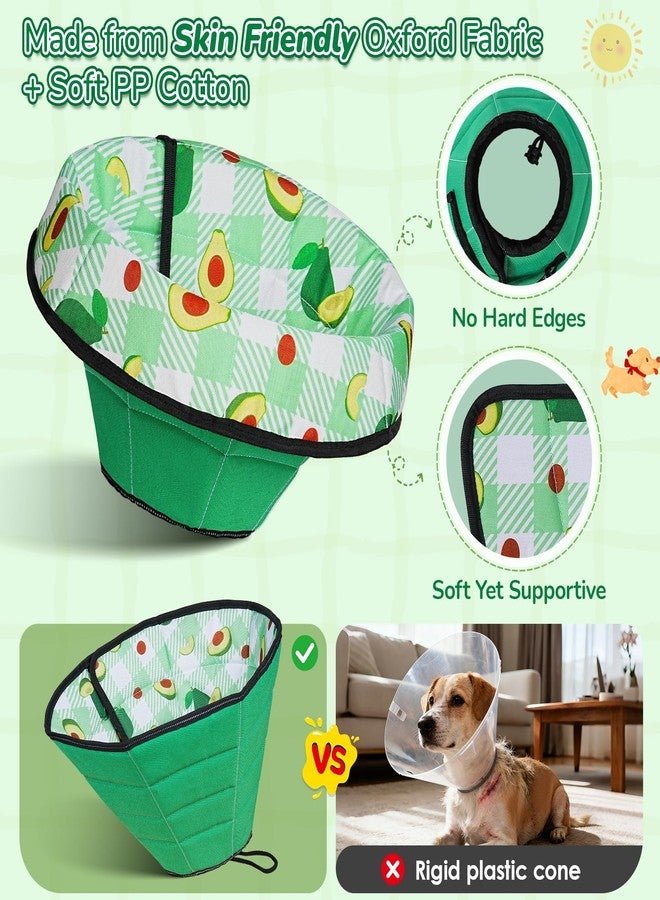 ipetstation Soft Dog Cone Collar After Surgery: Foldable Long Comfortable Comfy Fabric Recovery Shame Elizabethan Stop Licking Small Medium Large Dogs (Green, L) - Image 2