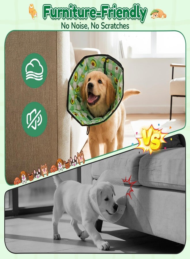ipetstation Soft Dog Cone Collar After Surgery: Foldable Long Comfortable Comfy Fabric Recovery Shame Elizabethan Stop Licking Small Medium Large Dogs (Green, L) - Image 4
