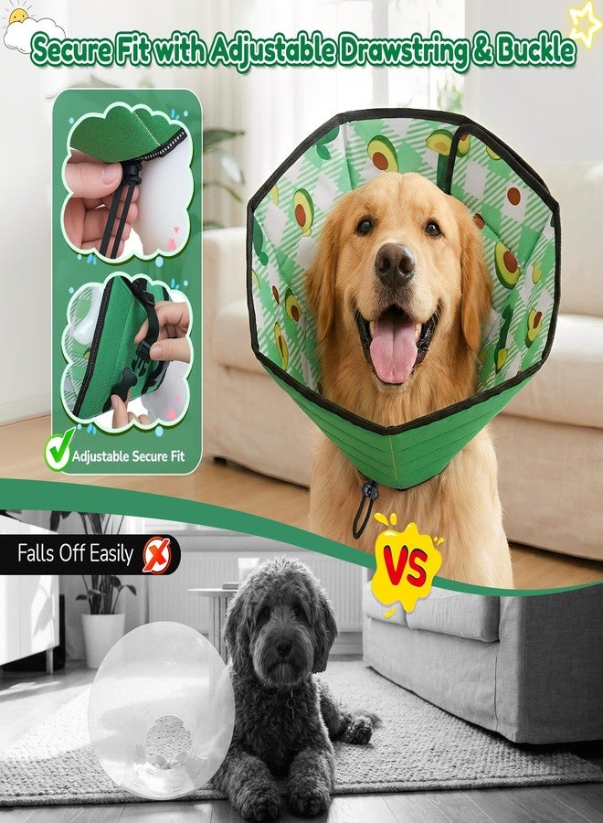 ipetstation Soft Dog Cone Collar After Surgery: Foldable Long Comfortable Comfy Fabric Recovery Shame Elizabethan Stop Licking Small Medium Large Dogs (Green, L) - Image 3