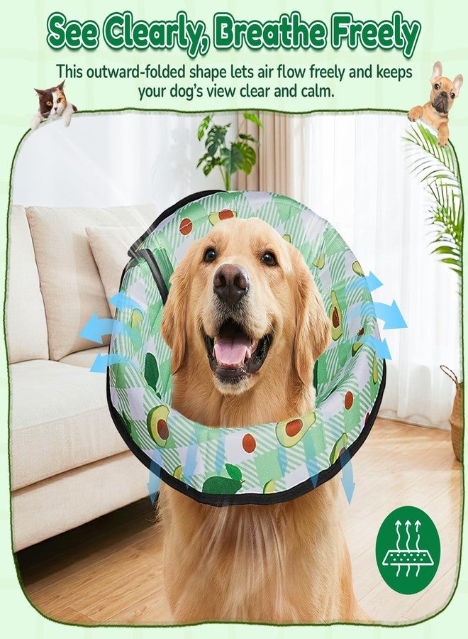 ipetstation Soft Dog Cone Collar After Surgery: Foldable Long Comfortable Comfy Fabric Recovery Shame Elizabethan Stop Licking Small Medium Large Dogs (Green, L) - Image 5