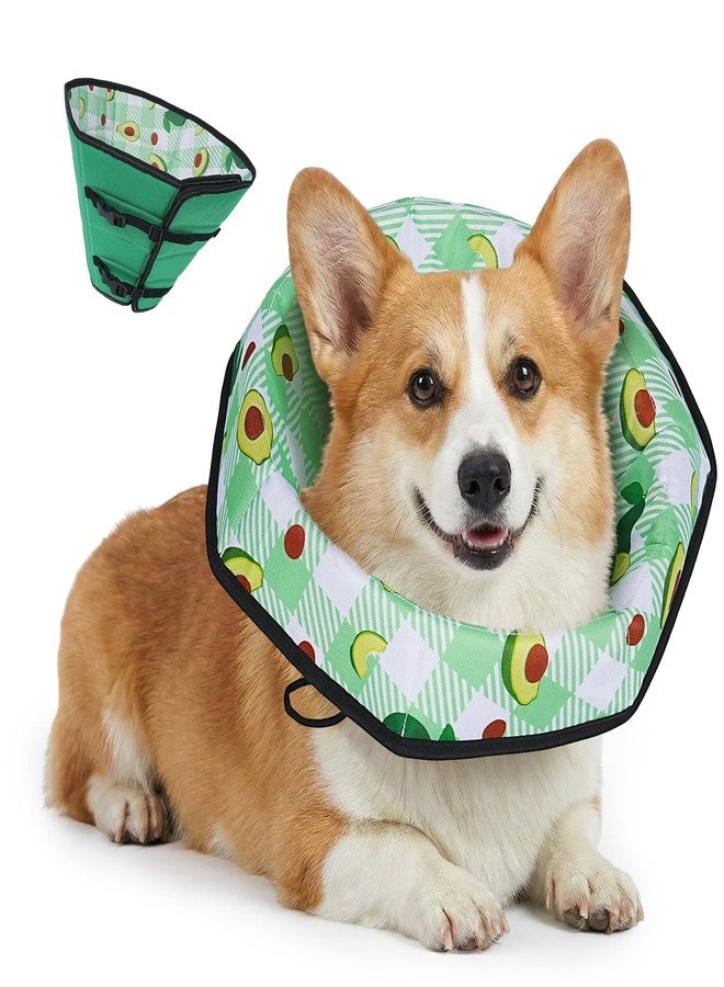 ipetstation Soft Dog Cone Collar After Surgery: Foldable Long Comfortable Comfy Fabric Recovery Shame Elizabethan Stop Licking Small Medium Large Dogs (Green, L) - Image 1
