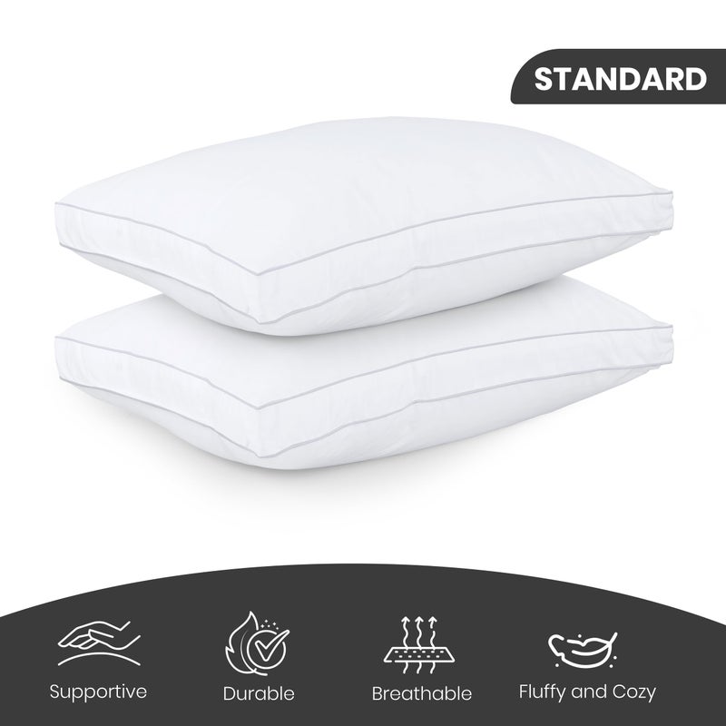 Utopia Bedding Bed Pillows for Sleeping Standard Size (White), Set of 2, Cooling Hotel Quality, Gusseted Pillow for Back, Stomach or Side Sleepers - Image 2